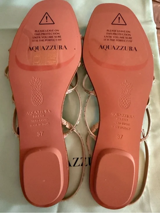 Aquazzura Tan Crystal-Strap Square Toe Flat Sandals - Picture 3 of 10